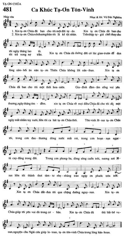 Ca Khúc Tạ Ơn Tôn Vinh