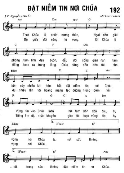 ĐẶT NIỀM TIN NƠI CHÚA