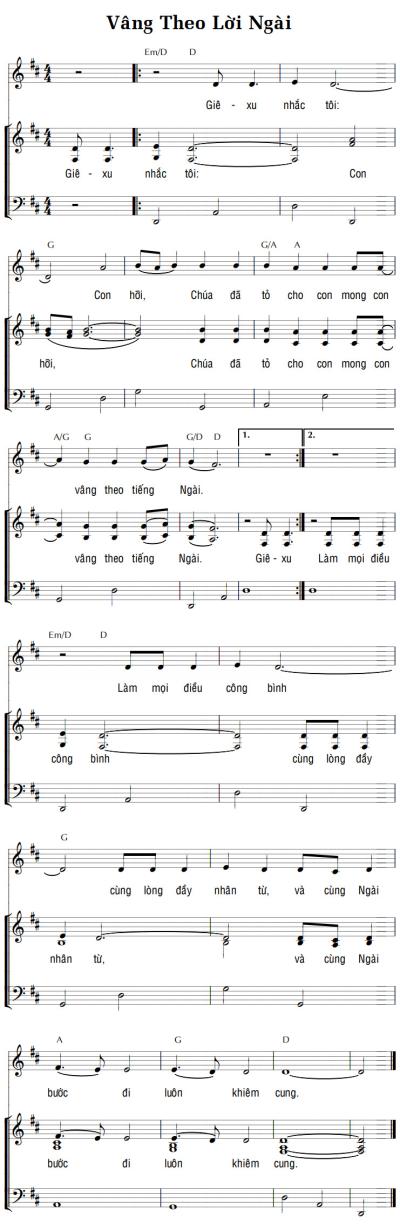 VÂNG THEO LỜI NGÀI