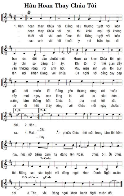 HÂN HOAN THAY CHÚA TÔI